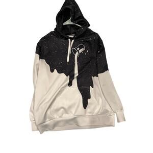 Spilt Paint Bucket Black White Hoodie Mens M